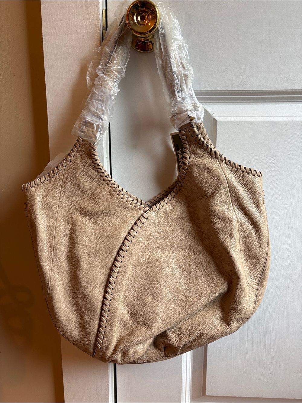 orYANY Neutral Beige Whipstitch Hobo Shoulder Bag - Picture 7 of 9